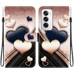 For OPPO Reno12 Global Crystal Texture Colored Drawing Leather Phone Case(Love Heart)
