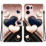 For OPPO Reno13 Pro Global Crystal Texture Colored Drawing Leather Phone Case(Love Heart)
