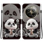 For Realme 12 Pro / 12 Pro+ / P1 Pro Crystal Texture Colored Drawing Leather Phone Case(Milk Tea Bear)