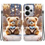 For Realme 14 Crystal Texture Colored Drawing Leather Phone Case(Diamond Bear)