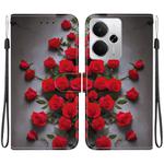 For Realme 14 Crystal Texture Colored Drawing Leather Phone Case(Red Roses)
