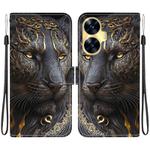 For Realme C55 / Realme Narzo N55 Crystal Texture Colored Drawing Leather Phone Case(Black Gold Lion)
