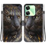 For Realme C61 / C63 4G / Note 60 Crystal Texture Colored Drawing Leather Phone Case(Black Gold Lion)