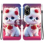 For Realme C67 4G Crystal Texture Colored Drawing Leather Phone Case(Rose Cat)