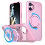 For iPhone 16 Plus Kalebol 360-degree Rotating MagSafe Magnetic Holder Phone Case(Pink)
