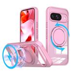 For Google Pixel 9 Kalebol 360-degree Rotating MagSafe Magnetic Holder Phone Case(Pink)