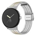 For Google Pixel Watch / Watch2 / Watch3 41mm xDfind Seven Beads Buckle Stainless Steel Watch Band(Silver Gold)