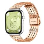 For Huawei Watch Fit4 Pro / Fit4 / Fit3 xDfind Seven Beads Buckle Stainless Steel Watch Band(Rose Gold)