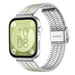 For Huawei Watch Fit4 Pro / Fit4 / Fit3 xDfind Seven Beads Buckle Stainless Steel Watch Band(Silver Gold)