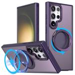 For Samsung Galaxy S24 Ultra 5G Kalebol 360-degree Rotating MagSafe Magnetic Holder Phone Case(Purple)