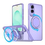 For Samsung Galaxy S25 Edge 5G Kalebol 360-degree Rotating MagSafe Magnetic Holder Phone Case(Light Purple)