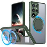 For Samsung Galaxy S25 Ultra 5G Kalebol 360-degree Rotating MagSafe Magnetic Holder Phone Case(Green)