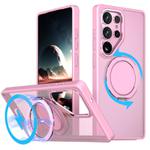 For Samsung Galaxy S25 Ultra 5G Kalebol 360-degree Rotating MagSafe Magnetic Holder Phone Case(Pink)