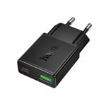 hoco N73 Speed PD20W + QC3.0 Ultra-thin Charger, Plug:EU Plug(Black)