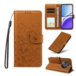 For Realme 13 5G / 12 5G Global Embossed Heart Dog RFID Blocking Wallet Leather Phone Case(Brown)