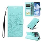 For Realme Narzo 80 Lite 4G / Note 70T Embossed Heart Dog RFID Blocking Wallet Leather Phone Case(Green)