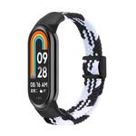 For Xiaomi Smart Band 10 / 9 / 8 xDfind Nylon Braided Loop Magnetic Buckle Watch Band(Black White)
