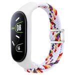 For Xiaomi Mi Band 7 / 6 / 5 / 4 / 3 xDfind Watch Cover Integrated Braided Loop Magnetic Buckle Watch Band(White Rainbow)