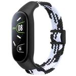 For Xiaomi Mi Band 7 / 6 / 5 / 4 / 3 xDfind Watch Cover Integrated Braided Loop Magnetic Buckle Watch Band(Black White)