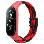 For Xiaomi Mi Band 7 / 6 / 5 / 4 / 3 xDfind Watch Cover Integrated Braided Loop Magnetic Buckle Watch Band(Red Black)