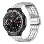 For Amazfit T-Rex 3 xDfind Seven Beads Buckle Stainless Steel Watch Band(Silver)