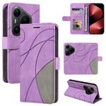 For Huawei Pura 80 Pro 5G Dual-color Splicing Flip Leather Phone Case(Purple)