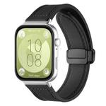 For Huawei Watch Fit4 Pro / Fit4 / Fit3 xDfind Crazy Horse Pattern Silicone Skin Magnetic Buckle Watch Band(Black)