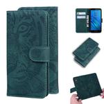 For Motorola Moto E6 Tiger Embossing Pattern Horizontal Flip Leather Case with Holder & Card Slots & Wallet(Green)