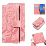 For Motorola Moto E6 Plus Tiger Embossing Pattern Horizontal Flip Leather Case with Holder & Card Slots & Wallet(Pink)