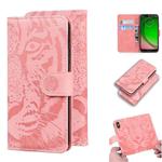 For Motorola Moto G7 Play (EU Version) Tiger Embossing Pattern Horizontal Flip Leather Case with Holder & Card Slots & Wallet(Pink)