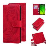 For Motorola Moto G7 Power (EU Version) Tiger Embossing Pattern Horizontal Flip Leather Case with Holder & Card Slots & Wallet(Red)