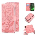 For Motorola Moto G7 / G7 Plus (EU Version) Tiger Embossing Pattern Horizontal Flip Leather Case with Holder & Card Slots & Wallet(Pink)