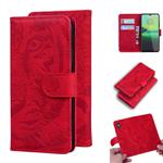 For Motorola Moto G8 Play / One Macro Tiger Embossing Pattern Horizontal Flip Leather Case with Holder & Card Slots & Wallet(Red)