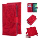 For Motorola Moto G8 Plus Tiger Embossing Pattern Horizontal Flip Leather Case with Holder & Card Slots & Wallet(Red)