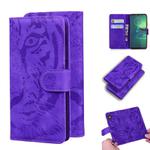 For Motorola Moto G8 Power Lite Tiger Embossing Pattern Horizontal Flip Leather Case with Holder & Card Slots & Wallet(Purple)