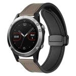 For Garmin Fenix 8 / 7 / 6 / 5 22mm xDfind Crazy Horse Pattern Silicone Skin Magnetic Buckle Watch Band(Taupe)
