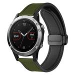 For Garmin Fenix 8 / 7 / 6 / 5 22mm xDfind Crazy Horse Pattern Silicone Skin Magnetic Buckle Watch Band(Army Green)