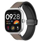 For Xiaomi Smart Band 9 Pro/8 Pro/Redmi Watch 5/4 xDfind Crazy Horse Pattern Silicone Skin Magnetic Buckle Watch Band(Taupe)