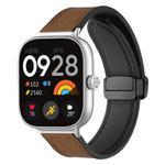 For Xiaomi Smart Band 9 Pro/8 Pro/Redmi Watch 5/4 xDfind Crazy Horse Pattern Silicone Skin Magnetic Buckle Watch Band(Dark Brown)