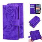 For Nokia 4.2 Tiger Embossing Pattern Horizontal Flip Leather Case with Holder & Card Slots & Wallet(Purple)