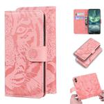 For Nokia 6.2 / 7.2 Tiger Embossing Pattern Horizontal Flip Leather Case with Holder & Card Slots & Wallet(Pink)