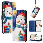 For iPhone 8 Plus / 7 Plus Christmas Series Buckle Leather Phone Case with Hand Strap(Gift Box Snowman)