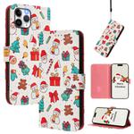 For iPhone 11 Pro Christmas Series Buckle Leather Phone Case with Hand Strap(Christmas Elements)