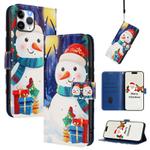 For iPhone 12 Pro / 12 Christmas Series Buckle Leather Phone Case with Hand Strap(Gift Box Snowman)
