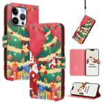 For iPhone 16 Pro Max Christmas Series Buckle Leather Phone Case with Hand Strap(Christmas Tree)