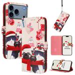 For iPhone 17 Pro Christmas Series Buckle Leather Phone Case with Hand Strap(Christmas Animals)