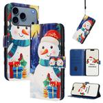 For iPhone 17 Pro Max Christmas Series Buckle Leather Phone Case with Hand Strap(Gift Box Snowman)