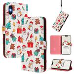 For iPhone XS / X Christmas Series Buckle Leather Phone Case with Hand Strap(Christmas Elements)