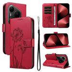 For Huawei Pura 80 Pro 5G Dandelion Embossed Pattern Flip Leather Phone Case(Red)