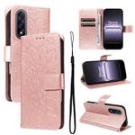 For OnePlus ACE 5 Ultra Embossed Sunflower Pattern Flip Leather Phone Case(Rose Gold)